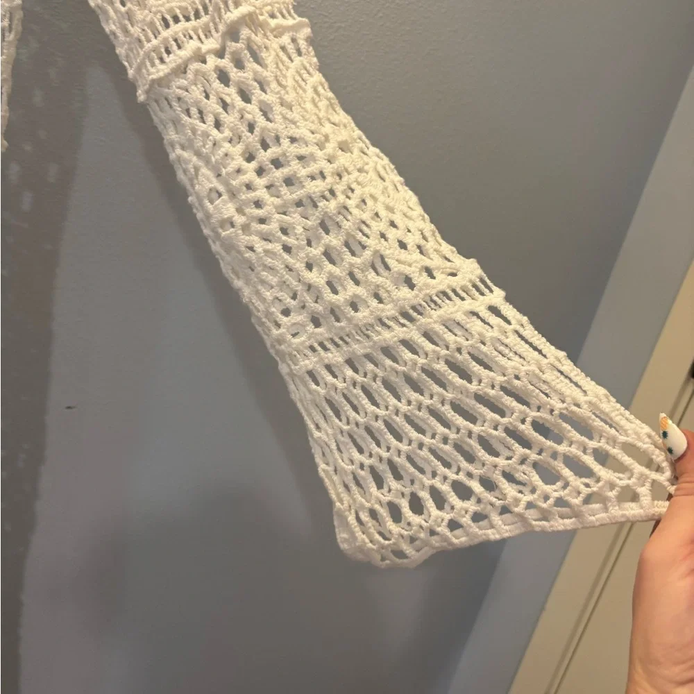 Vici Cream Long Sleeve Crochet Dress - Picture 4 of 5